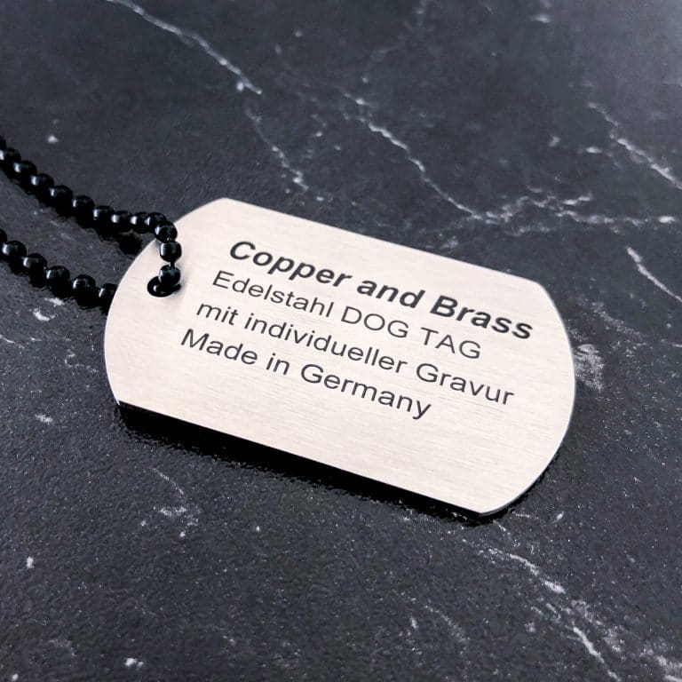 Edelstahl Dog Tag mit individueller Gravur Text oder Logo nach Wunsch