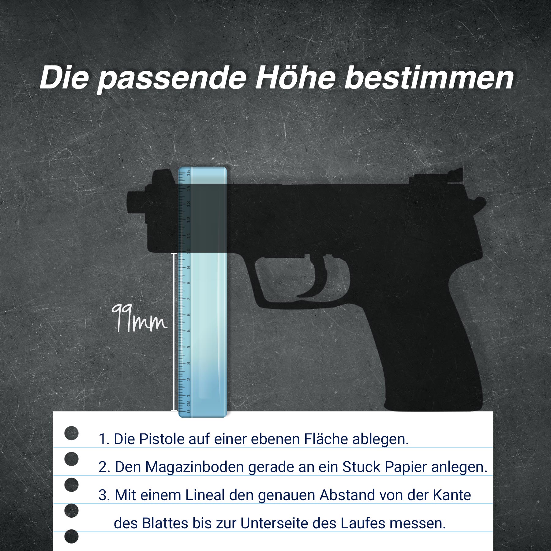 Handfeuerwaffe Ständer Gestell Pistole Set 3 Waffe Vinyl Mantel Metall Sicher 
