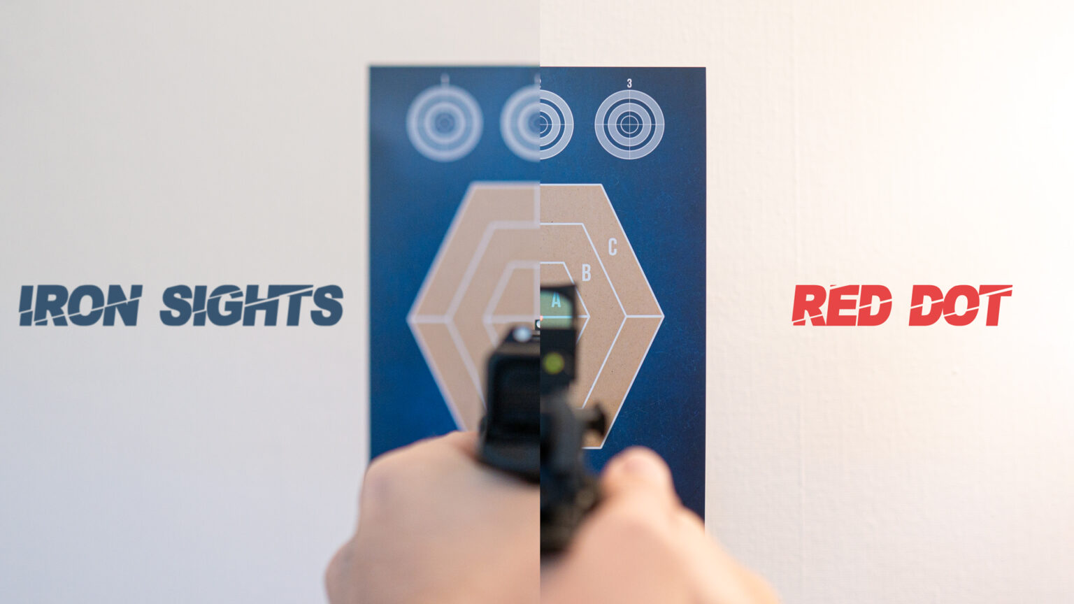 Iron Sight vs. Red Dot auf einer Pistole